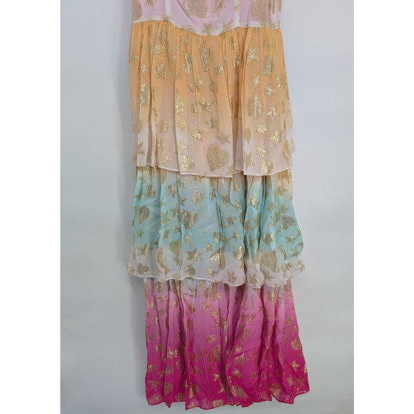 NWT LoveShackFancy Vynne Ombré Colorful Tiered Maxi Dress Sz 8 Pink #1E507 - Picture 6 of 13